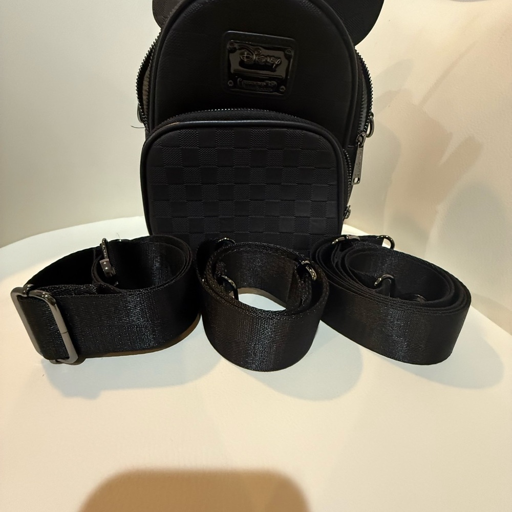 Loungefly Black Checkered Backpack With Ears - image 5